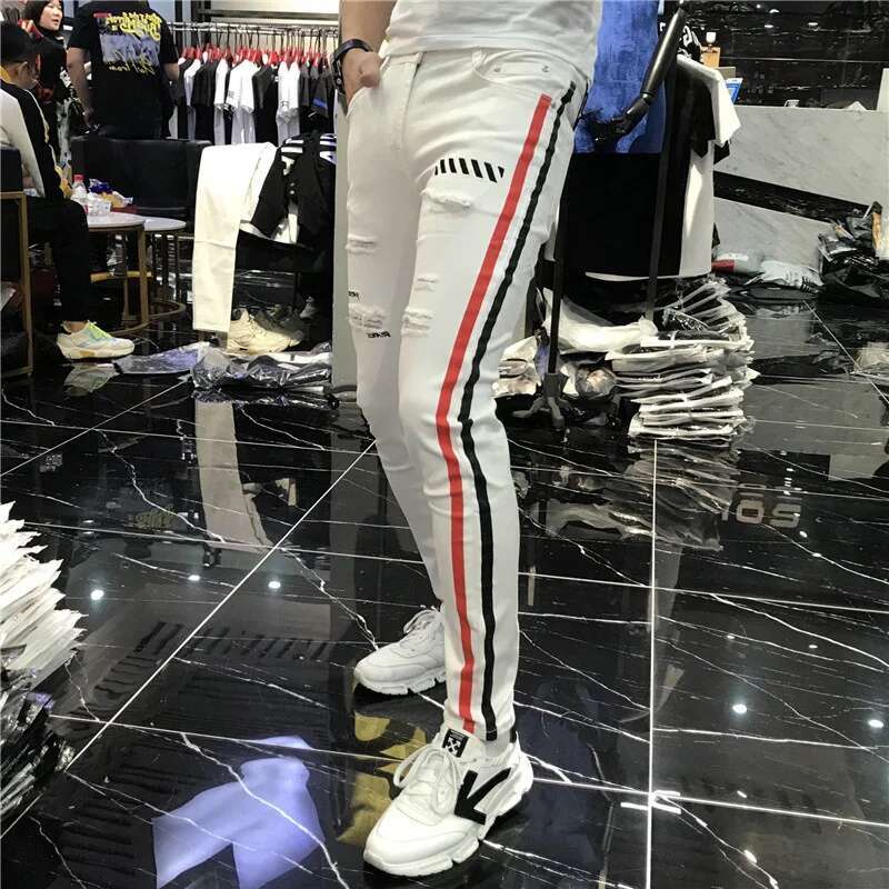 Jeans Pria Elastis Celana Jean - Streetwear Brand Joggers ulasan dan harga