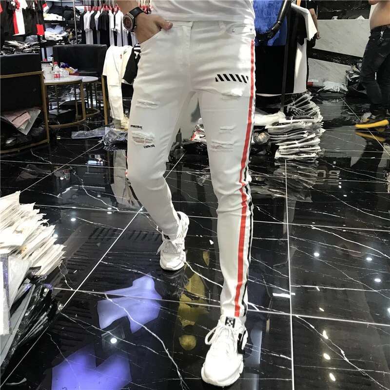 Jeans Pria Elastis Celana Jean - Streetwear Brand Joggers ulasan dan harga