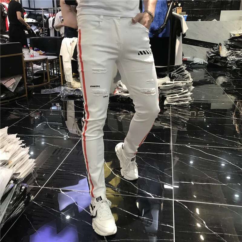 Jeans Pria Elastis Celana Jean - Streetwear Brand Joggers ulasan dan harga